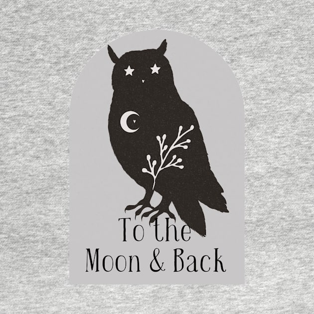 To The Moon and Back Folk Art Owl Hearts and Stars by penandbea